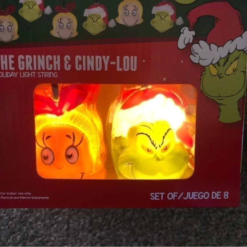 Grinch & Cindy Lou Who 8 Blow Mold String Lights NEW Christmas Decoration